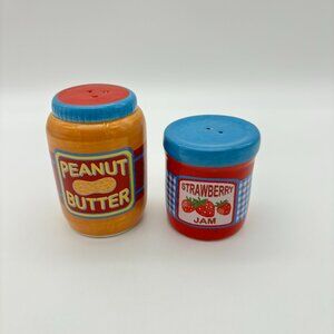 Cracker Barrel Salt Pepper Shakers Peanut Butter & Jelly Jam UNUSED Home Decor